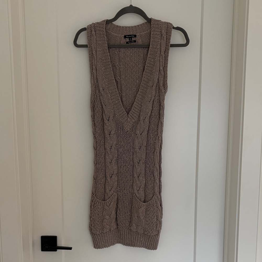 Massimo Dutti V-Neck Cable Knit Sweater Dress with deep V neck
